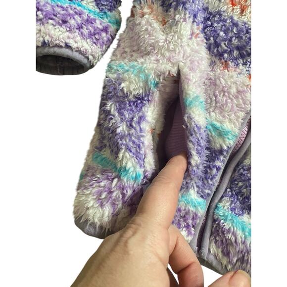 Eddie Bauer Quest Fleece Plush Hooded Jacket Girls XS 5 6 Purple White Fair Isle - Picture 9 of 12